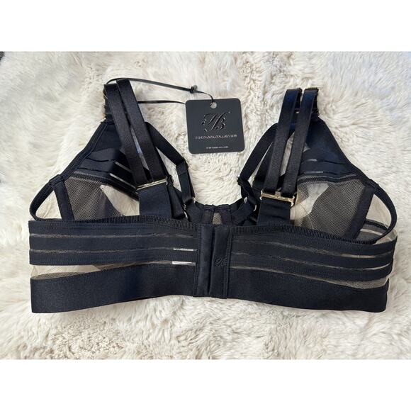 Honey Birdette LINDA C🖤 Black Stripe 2 Piece Set 34C & XS Thong - Picture 4 of 10